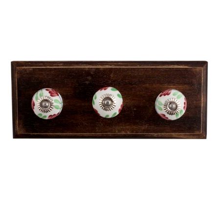 Cherry Lily Ceramic Wooden Hooks